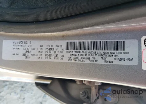 2019 Ram 1500 Big Horn/Lone Star from USA, damaged, VIN 1C6RREFT3KN898702